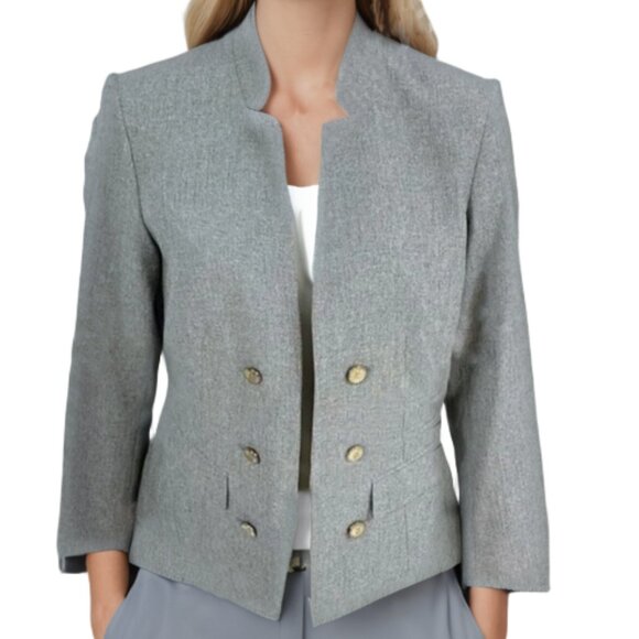 Anne Klein Blazer Gray Jacket Work Office Casual Military Basic - Picture 1 of 14